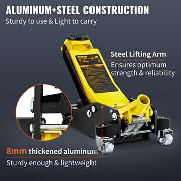 VEVOR 3 Ton Low Profile Floor Jack for Easy Lifting