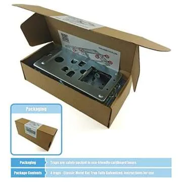 Pack of 4 made2catch Classic Metal Rat Traps Fully Galvanized - Humane Rat Traps That Work - Snap Rat Trap - Durable Reusable Rat Trap - Effective Rat Traps - 4 Traps