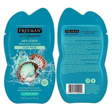 Freeman Facial Mask Variety Pack: Oil Absorbing & Anti Stress Clay, Detoxifying Charcoal Mud, Clearing Peel Off, Hydrating Gel Cream Beauty Face Masks, Vegan & Cruelty Free Skincare, 6 Count