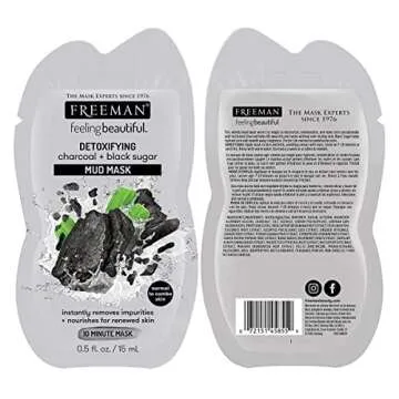 Freeman Facial Mask Variety Pack: Oil Absorbing & Anti Stress Clay, Detoxifying Charcoal Mud, Clearing Peel Off, Hydrating Gel Cream Beauty Face Masks, Vegan & Cruelty Free Skincare, 6 Count