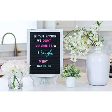 Rustic Felt Letter Board Ultimate Bundle Farmhouse Vintage White Wood Frame and Stand by Felt Creative Home Goods Changeable Message Memo Board 800+ Letter Set (Black, 12x16)