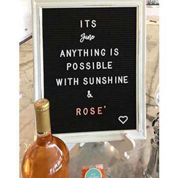 Rustic Felt Letter Board Ultimate Bundle Farmhouse Vintage White Wood Frame and Stand by Felt Creative Home Goods Changeable Message Memo Board 800+ Letter Set (Black, 12x16)