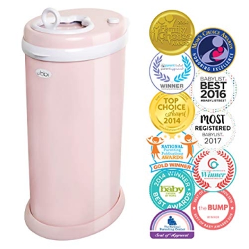 Ubbi Steel Diaper Pail, Odor Locking, No Special Bag Required, Award-Winning, Registry Must-Have, Blush Pink