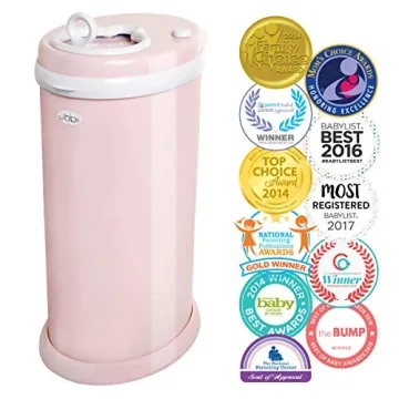 Ubbi Steel Diaper Pail, Odor Locking, No Special Bag Required, Award-Winning, Registry Must-Have, Blush Pink