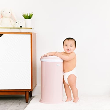 Ubbi Steel Diaper Pail, Odor Locking, No Special Bag Required, Award-Winning, Registry Must-Have, Blush Pink