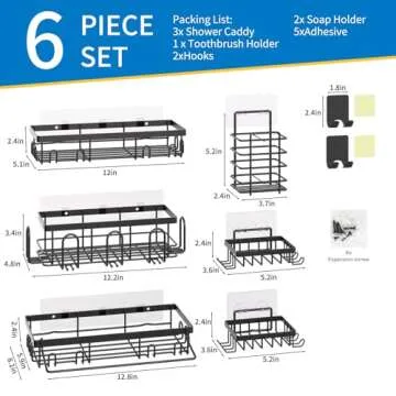 DTUQYX Shower Caddy 9 Pack,Adhesive Organizer for Bathroom Decor Accessories & Kitchen Storage,No Dr...