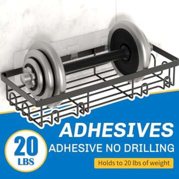 DTUQYX Shower Caddy 9 Pack,Adhesive Organizer for Bathroom Decor Accessories & Kitchen Storage,No Drilling,Large Capacity,Rustproof Stainless Steel Organizer,Home Decor Shelves (black)