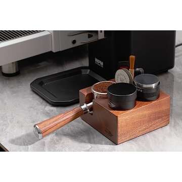 IKAPE Espresso Tamper Holder - Walnut Coffee Storage Solution