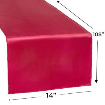 CV Linens Elegant Apple Red Satin Table Runner, 14 x 108 & Luxurious Table Accessory, Perfect for Ev...