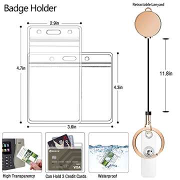 Retractable Lanyards for ID Badges and Keys, Cute Breakaway Teacher Lanyard with Badge Holders and R...
