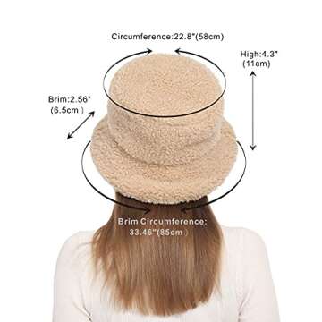 Rulala Fancy Women's Faux Fur Bucket Hat Teddy Style Cloche Hat Winter Furry Warm Fisherman Cap(Khak...