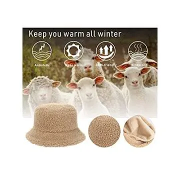 Rulala Fancy Women's Faux Fur Bucket Hat Teddy Style Cloche Hat Winter Furry Warm Fisherman Cap(Khaki)