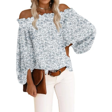 BLENCOT Floral Off The Shoulder Tops for Women Summer