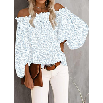 BLENCOT Floral Off The Shoulder Tops for Women Summer