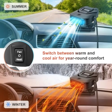 Tpsofy 2-in-1 12V 200W Car Heater Defroster – Portable & Rotatable Design for Fast Heating