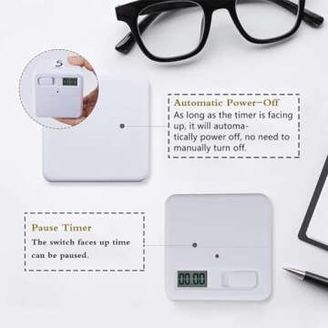 DQDEDIAN Cube Timer, Kitchen Timer with Gravity Sensor Flip Timer Cube Countdown Timer, 1-3-5-10 Minutes Kid Focus Study Timer for Time Management, Work, Study, Desk, Exercise, Cook, Baking