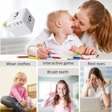 DQDEDIAN Cube Timer, Kitchen Timer with Gravity Sensor Flip Timer Cube Countdown Timer, 1-3-5-10 Minutes Kid Focus Study Timer for Time Management, Work, Study, Desk, Exercise, Cook, Baking