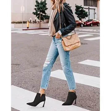 Juliet Holy Womens High Heel Booties Pointed Toe V Cut Back Zipper Short Dress Ankle Boots