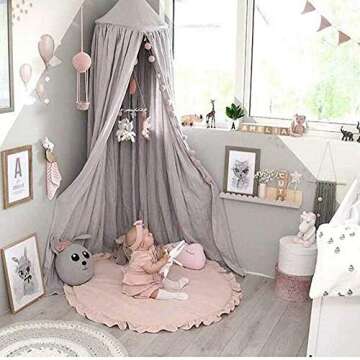 ABREEZE Baby Cotton Play Mat Soft Crawling Mat Pink Detachable Washable Game Blanket Floor Playmats Kids Infant Child Activity Round Rug Home Room Decor