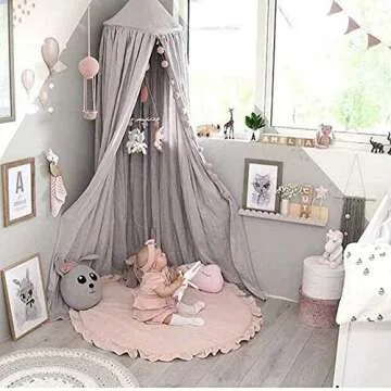 ABREEZE Baby Cotton Play Mat Soft Crawling Mat Pink Detachable Washable Game Blanket Floor Playmats Kids Infant Child Activity Round Rug Home Room Decor