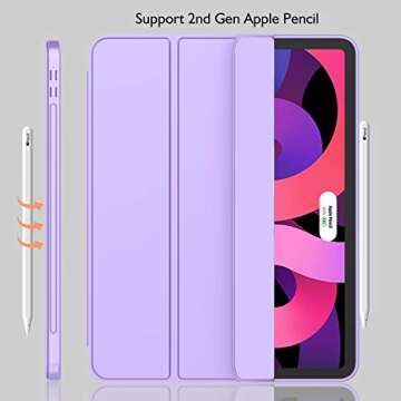 iMieet iPad Air 11 Inch Case M2 2024, iPad Air 5th/4th Generation Case 2022/2020 10.9 Inch with Pencil Holder, Trifold Stand Smart Case(Clove Purple)