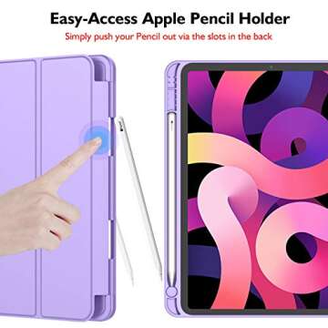 iMieet iPad Air 11 Inch Case M2 2024, iPad Air 5th/4th Generation Case 2022/2020 10.9 Inch with Pencil Holder, Trifold Stand Smart Case(Clove Purple)