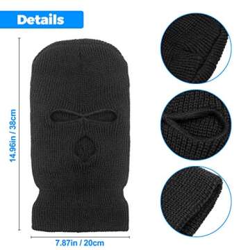 Tmflexe 2 Pack 3-Hole Full Face Mask Cover Ski Mask Winter Balaclava Cap Knitted Face Cover for Wint...