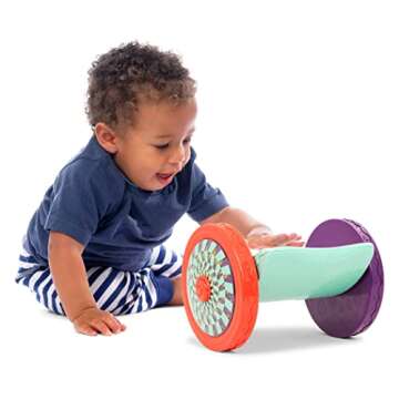 B. toys - Baby Toys Mirror with Rolling Sensory Wheels - Interactive Roly-Poly Mirror for Tummy Time...