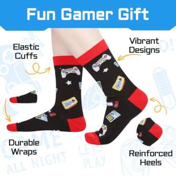 Gamer Gifts for Gamers Men - Funny Gaming Socks for Teen Boys, Video Game Socks for 13-18 Years Kids...
