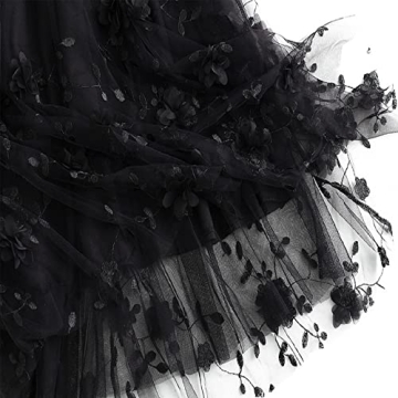 Elegant Qoinied Women's Midi Tulle Skirt with Floral Embroidery