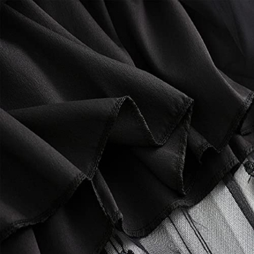 Elegant Qoinied Women's Midi Tulle Skirt with Floral Embroidery