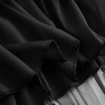 Elegant Qoinied Women's Midi Tulle Skirt with Floral Embroidery