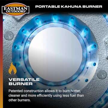 Eastman Outdoors 90411 Portable Kahuna Burner with XL Pot and Wok Brackets with Adjustable and Removable Legs, Black, Pack of 1