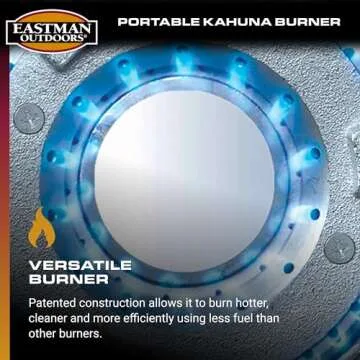 Eastman Outdoors 90411 Portable Kahuna Burner with XL Pot and Wok Brackets with Adjustable and Removable Legs, Black, Pack of 1