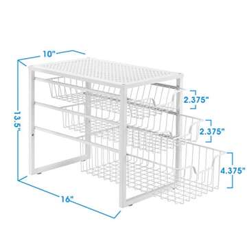 Simple Trending 3-Tier Under Sink Cabinet Organizer with Sliding Storage Drawer, Desktop Organizer for Kitchen Bathroom Office, Stackable, White