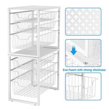 Simple Trending 3-Tier Under Sink Cabinet Organizer with Sliding Storage Drawer, Desktop Organizer for Kitchen Bathroom Office, Stackable, White