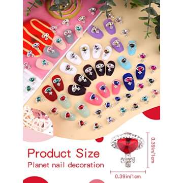 60Pcs Planet Nail Art Charms - Vibrant 3D Glitters for DIY Nail Designs