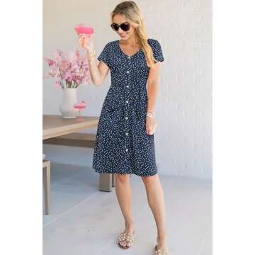 OUGES Women's Casual Summer Dress with Pockets