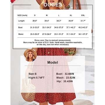 OUGES Women's Casual Summer Dress with Pockets