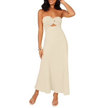 Stylish LILLUSORY Women Linen Midi Dress in Apricot