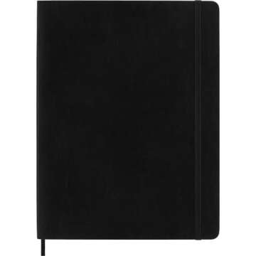 Moleskine Classic Notebook, Soft Cover, XL (7.5" x 9.5") Plain/Blank, Black, 192 Pages
