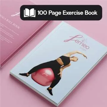 Femeo® Exercise Ball for Yoga, Stability, Pregnancy Pilates & Birthing | 100 Page Book | Over 50 Workout Exercises | Anti Burst Ice Blue 65cm