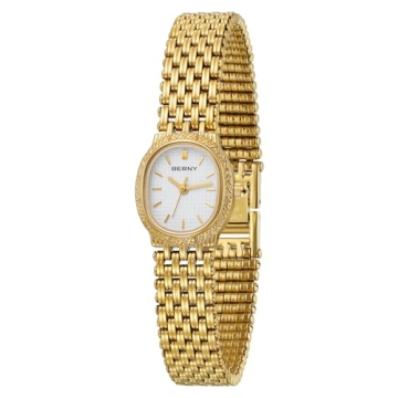 BERNY Gold Watches for Women Vintage Bracelet Wrist Watch Luxury Small Ladies Oval Quartz Watch with...