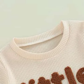 Embroidery Baby Boy Clothes Summer Short Sleeve Little Dude Print T-Shirt Tops Short Set Waffle Knit Outfit (Apricot Little Dude, 12-18 Months)