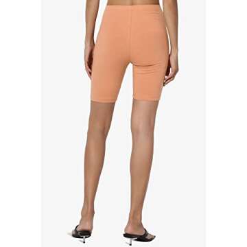 Women's Cotton Mid Thigh High Waist Active Short Leggings Butter Orange M