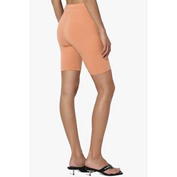 Women's Cotton Mid Thigh High Waist Active Short Leggings Butter Orange M