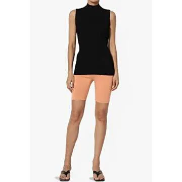 Women's Cotton Mid Thigh High Waist Active Short Leggings Butter Orange M