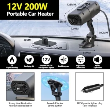 2026 Portable Car Heater - 12V Quick Defrost & Fan Function