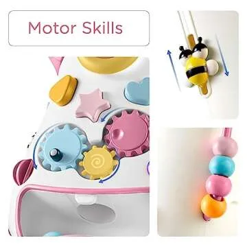 KÜB Baby & Toddler Push Walker, Interactive Sound & Light Effect Musical Montessori Activity Center, Adjustable Speed Wheel, Safe & Stable, Fun Gift for Boy and Girl Learning to Stand & Walk, Pink