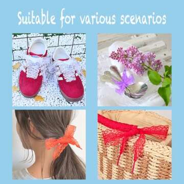 Olukssck 2 Pairs Flat Laces Shoelaces, 3CM Wide Fancy Ribbon Shoe Laces for Sneakers, Hot Pink, 55inch(140cm)